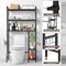 33" Extended Over The Toilet Storage Rack - Freestanding Bathroom Organizer with Adjustable Shelves, Hooks, Industrial Metal & Wood Design, Black - Easy Assembly